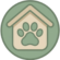 Little Paws Nest logo: A green circular badge featuring a paw print inside a simple beige house.